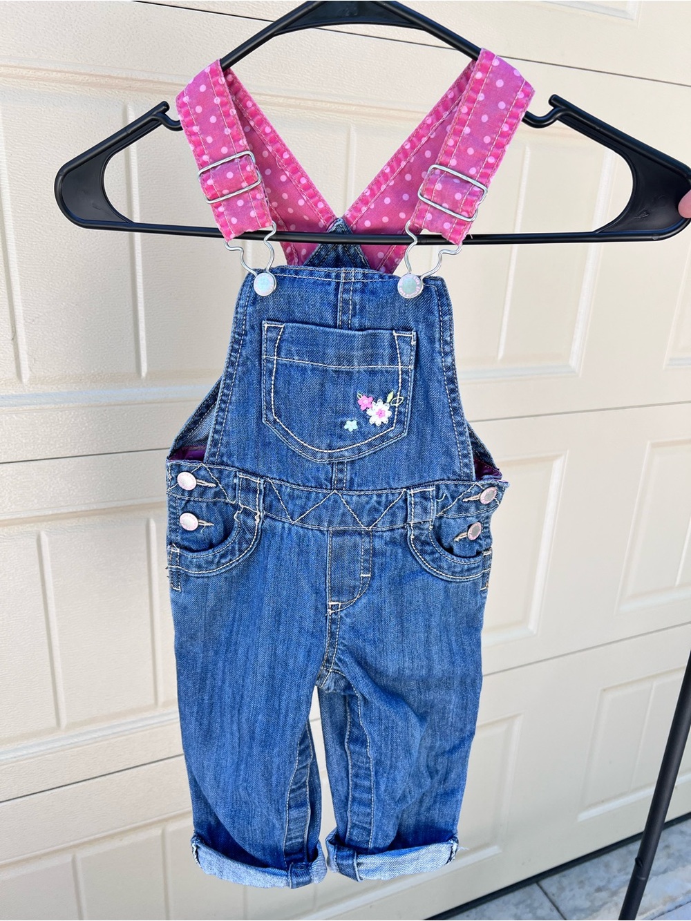 Vintage Genuine Kids OshKosh Girls' Denim Overalls W/ Floral embroidery